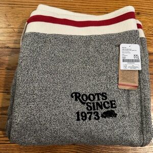 New, with tags Roots Cabin Women’s Relaxed Sweatpants, XXL, Grey Oat Pepper